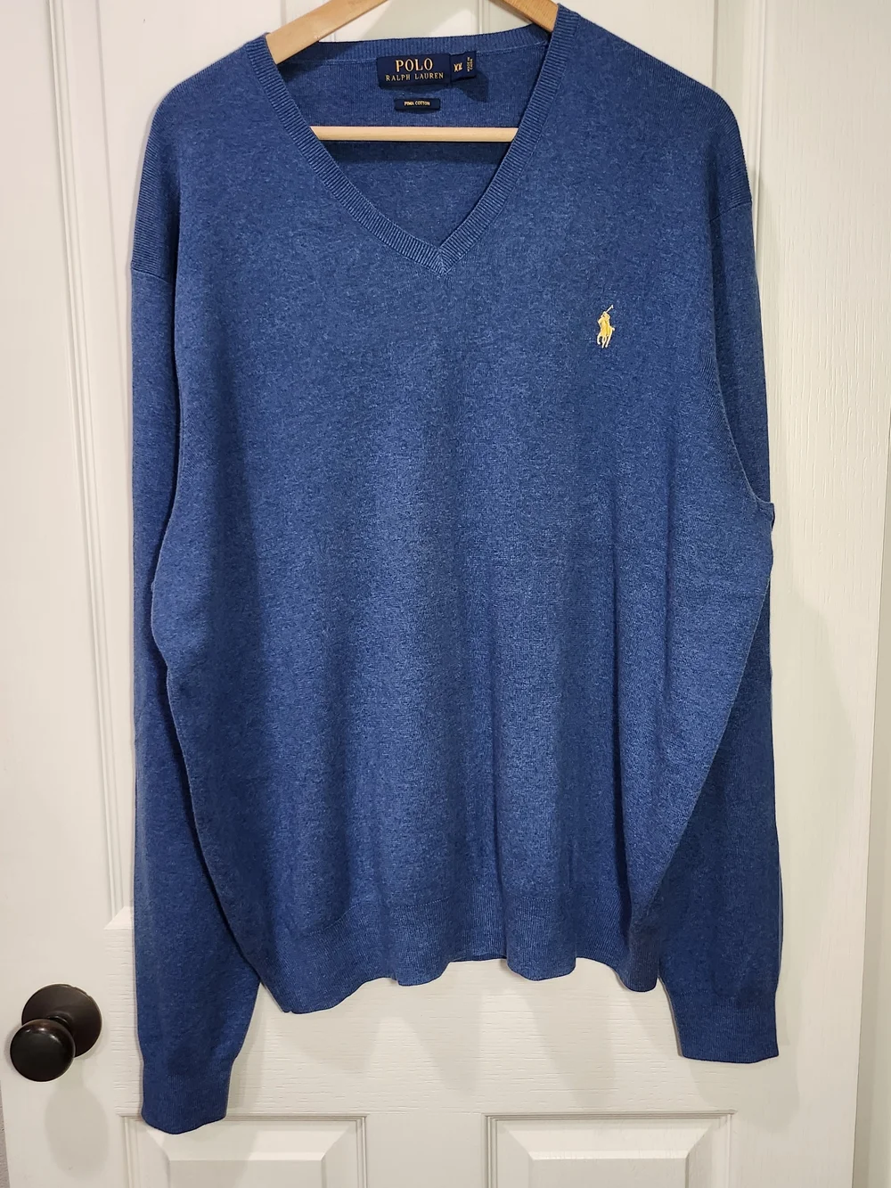 Polo Ralph Lauren Pima Cotton V-Neck Sweater Blue XXL